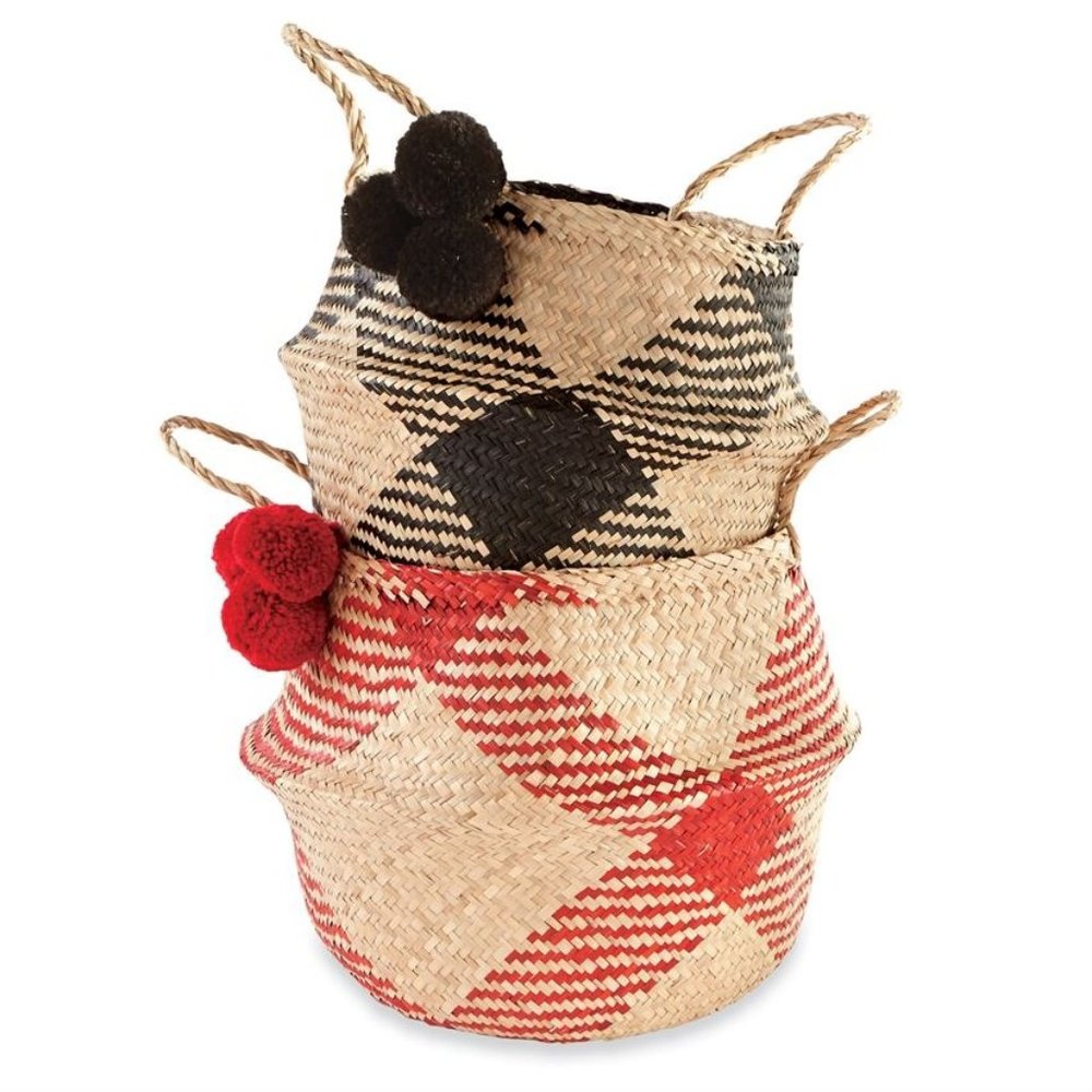 NWT - Mud Pie - Buffalo Check Woven Basket